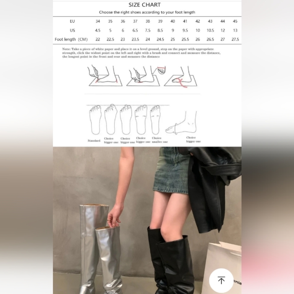 Women Silver metallic slouchy flat knee boots - Picture 15 of 15